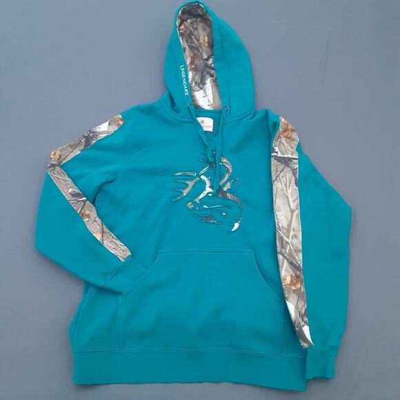 Legendary WhiteTails Womens Large Blue Pullover Hunting Deer Theme Hoodie - Picture 1 of 8